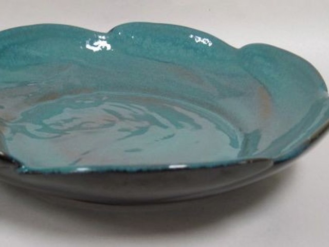 218 Bowl, black with turquoise interior